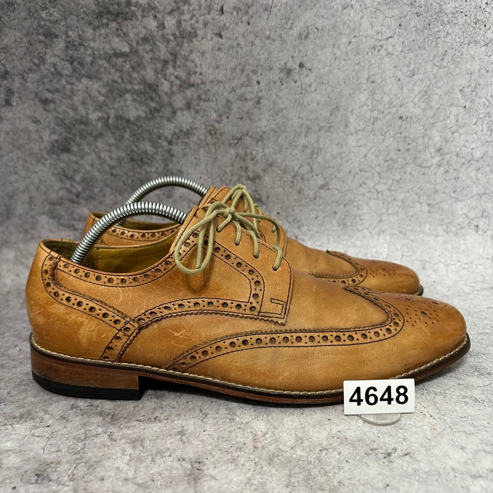 Cole Haan Wingtip Oxford Mens 9.5 Tan Air Giraldo C09303 Leather Brogue Dress